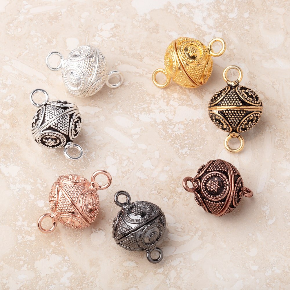 16mm Miligrain Ringed Star Design Magnetic Clasp 1 piece - Beadsofcambay.com