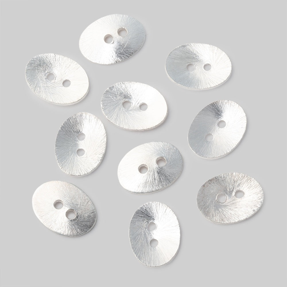 16x12mm Brushed Oval Buttons Set of 10 - Beadsofcambay.com