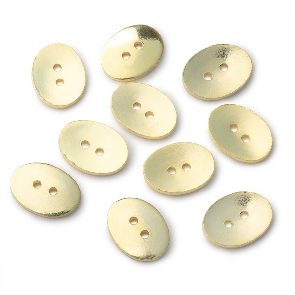 16x12mm Shiny Oval Buttons Set of 10 - Beadsofcambay.com