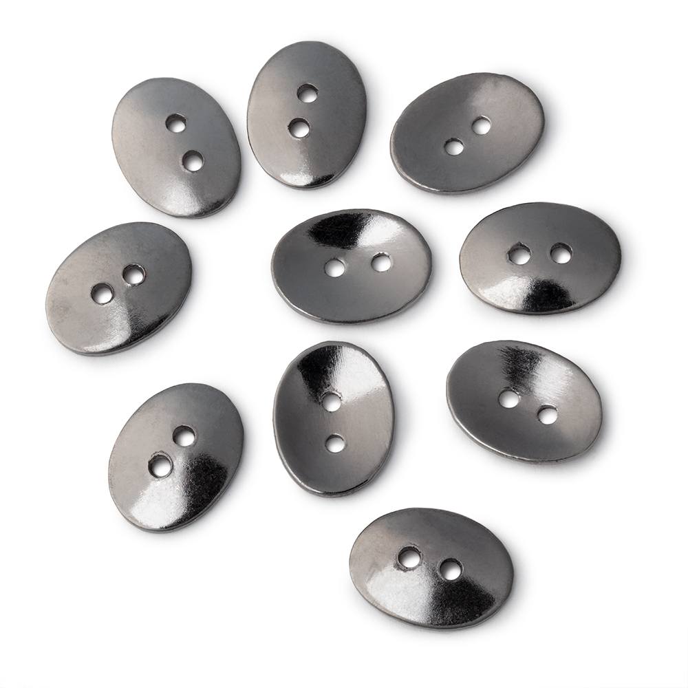 16x12mm Shiny Oval Buttons Set of 10 - Beadsofcambay.com