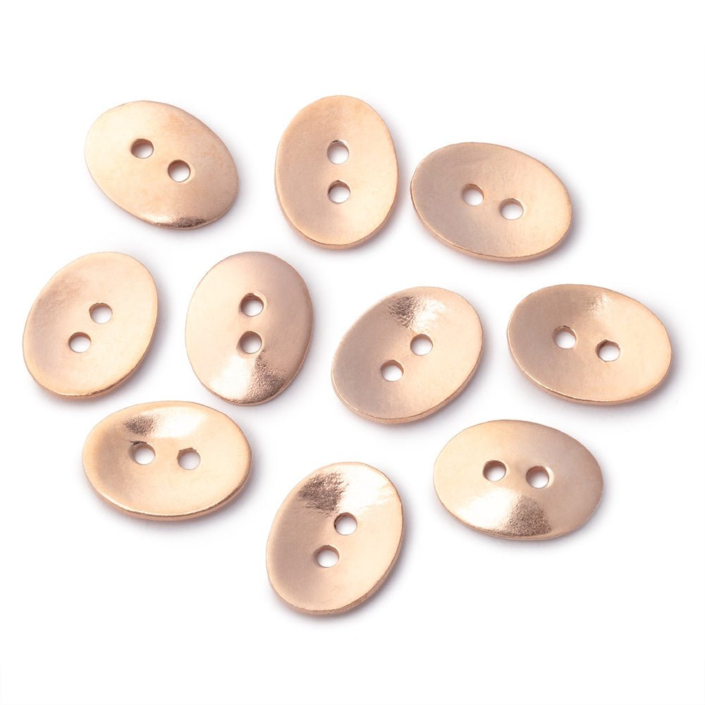16x12mm Shiny Oval Buttons Set of 10 - Beadsofcambay.com