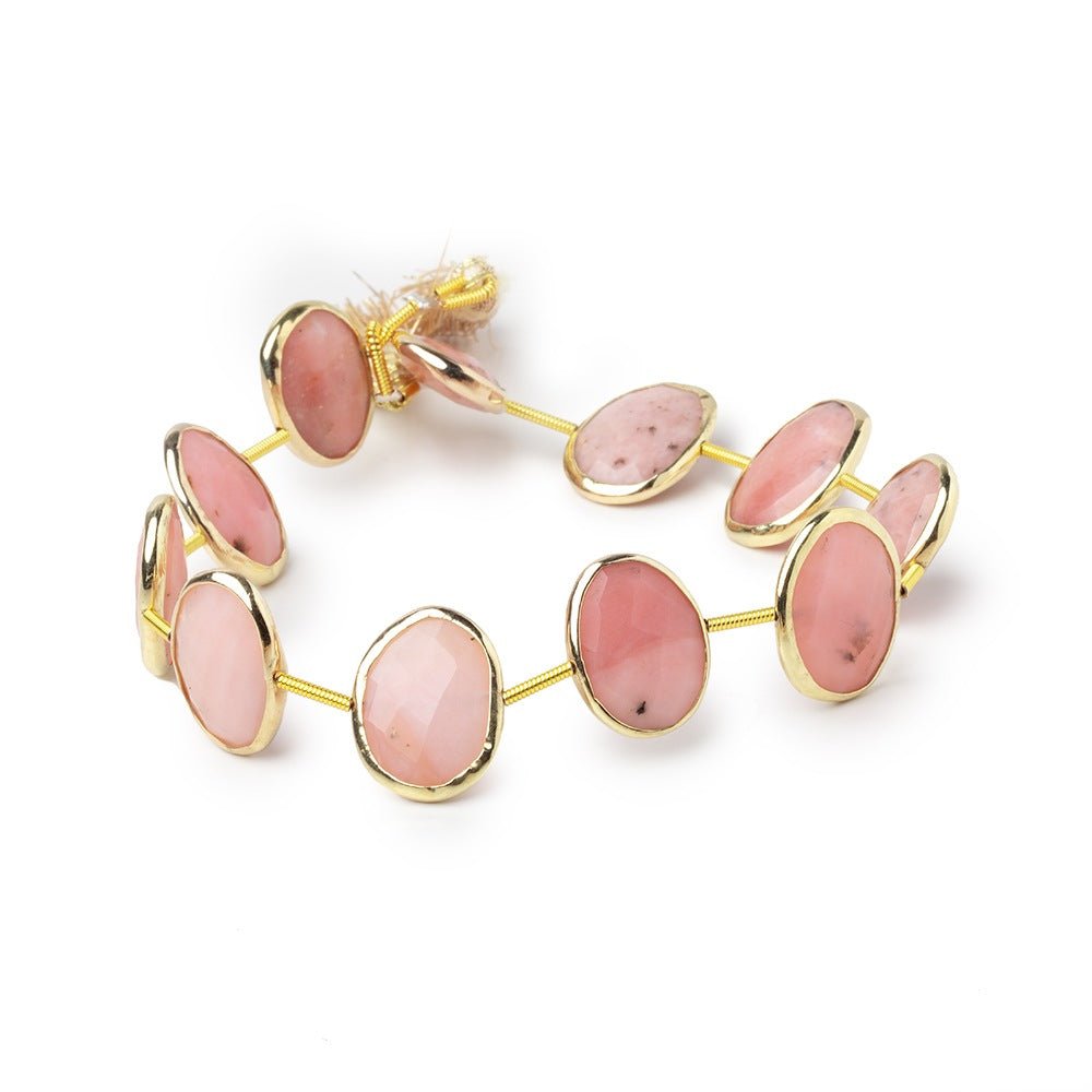 16x12mm Vermeil Bezel Pink Peruvian Opal Faceted Nugget Strand 10 Beads - Beadsofcambay.com