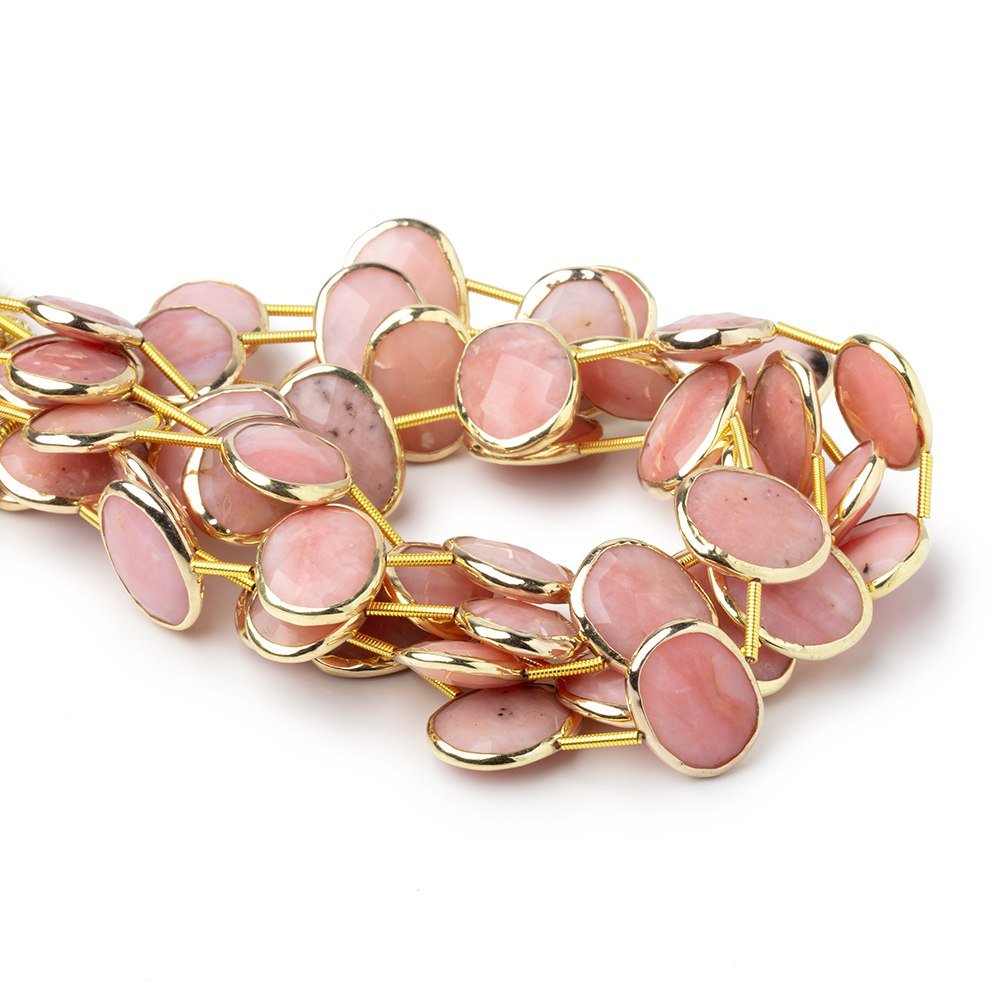 16x12mm Vermeil Bezel Pink Peruvian Opal Faceted Nugget Strand 10 Beads - Beadsofcambay.com