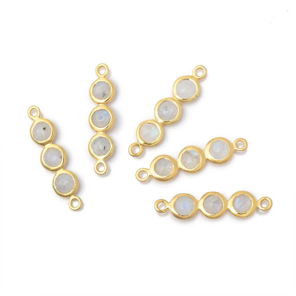 16x5.5mm Vermeil Bezel Triple Stone Connector 1 Focal - Beadsofcambay.com