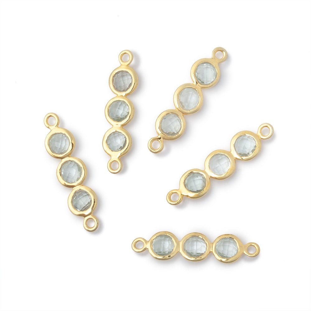 16x5.5mm Vermeil Bezel Triple Stone Connector 1 Focal - Beadsofcambay.com