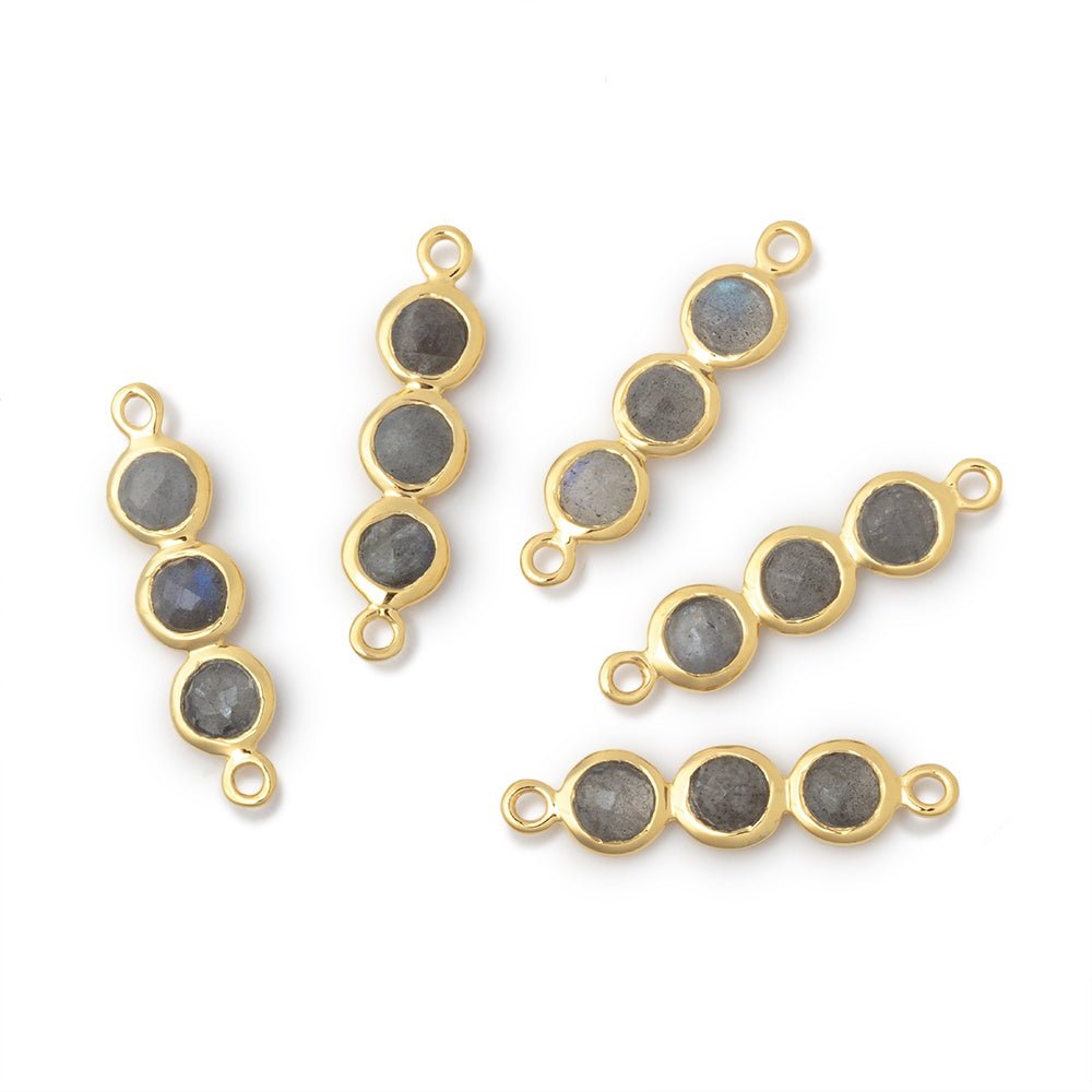 16x5.5mm Vermeil Bezel Triple Stone Connector 1 Focal - Beadsofcambay.com