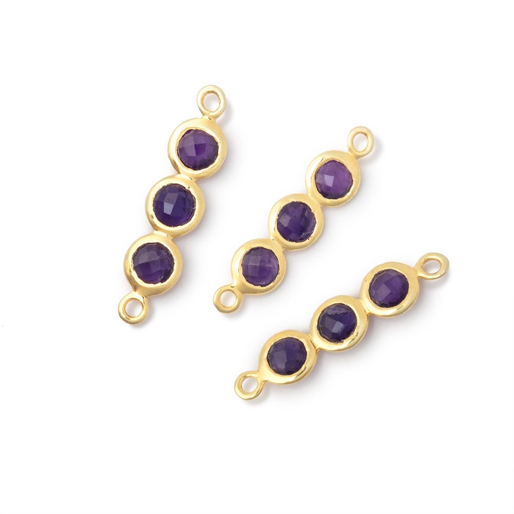 16x5.5mm Vermeil Bezel Triple Stone Connector 1 Focal - Beadsofcambay.com