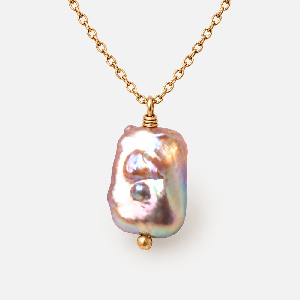 17-18mm Tonal Blush Rectangle Freshwater Pearl Focal 1 Piece - Beadsofcambay.com