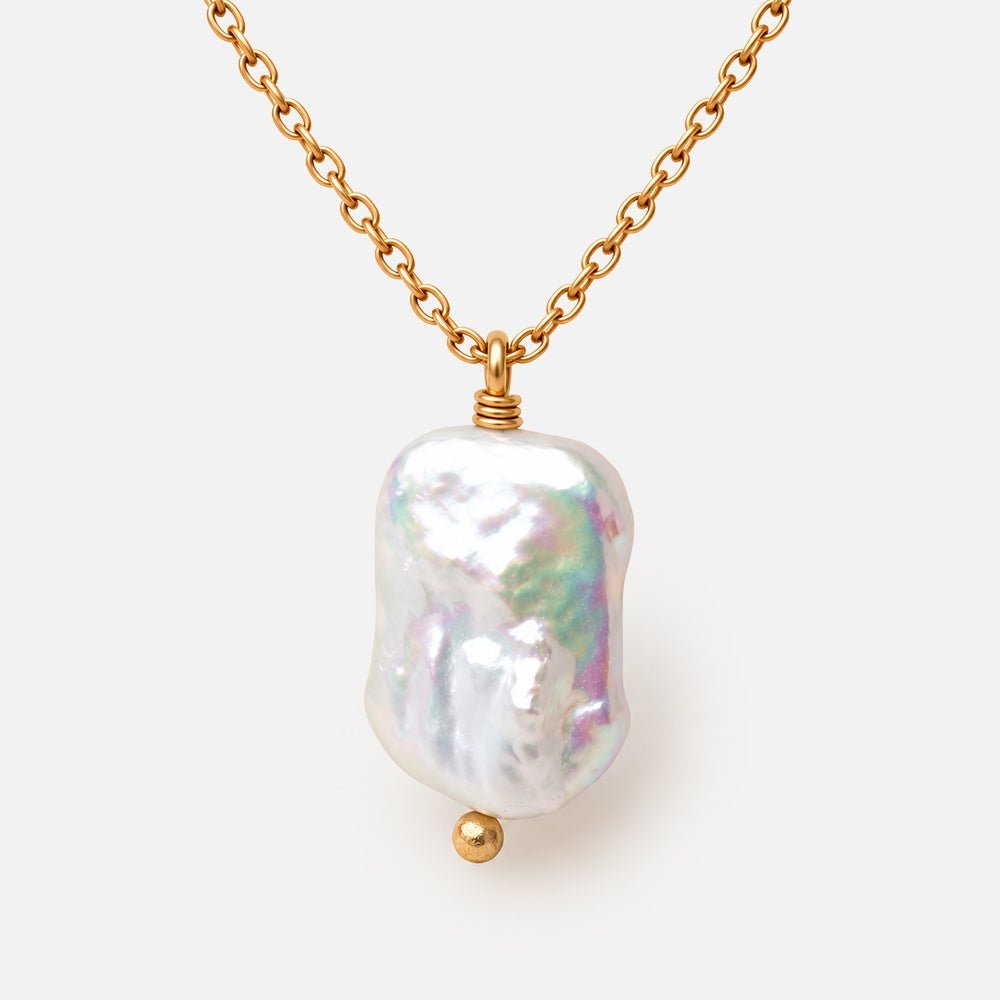 17-20mm White Rectangle Freshwater Pearl Focal 1 Piece - Beadsofcambay.com