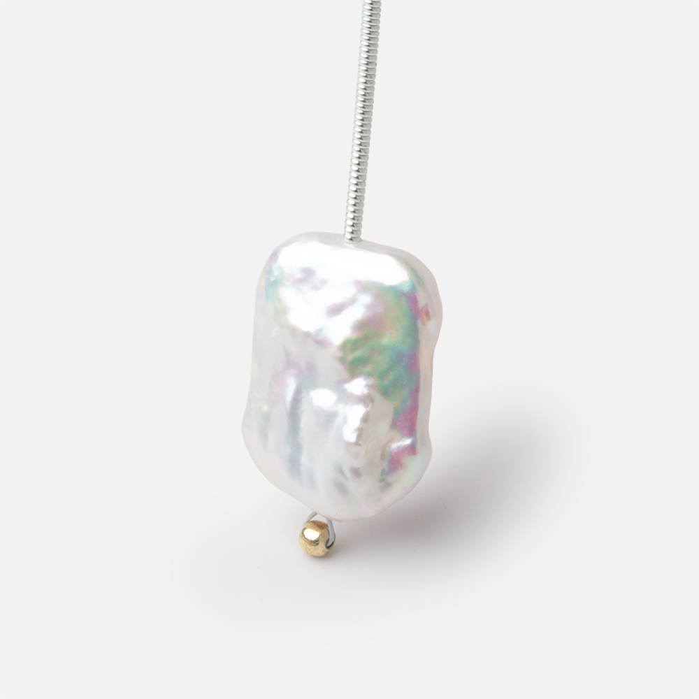 17-20mm White Rectangle Freshwater Pearl Focal 1 Piece - Beadsofcambay.com