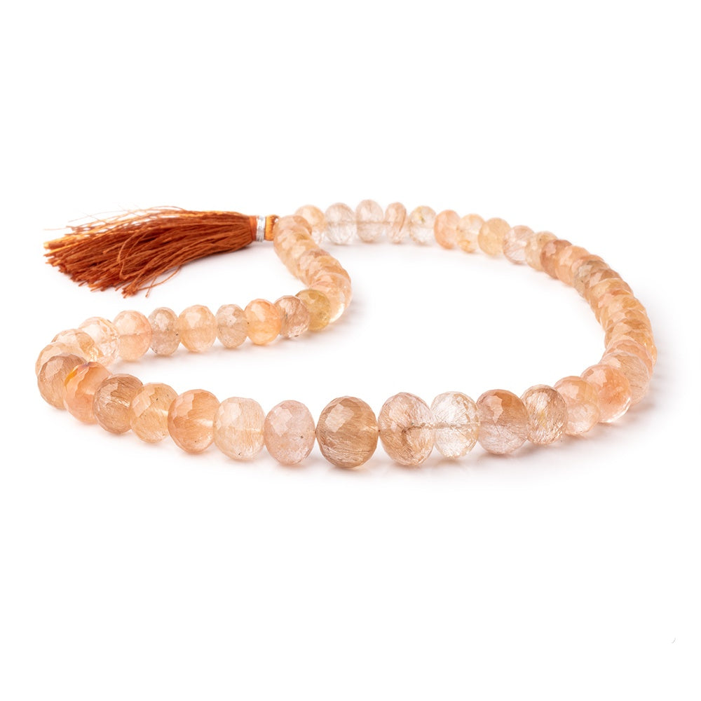 8-13mm Copper Rutilated Quartz Faceted Rondelle 16 inch 55 Beads AA - BeadsofCambay.com