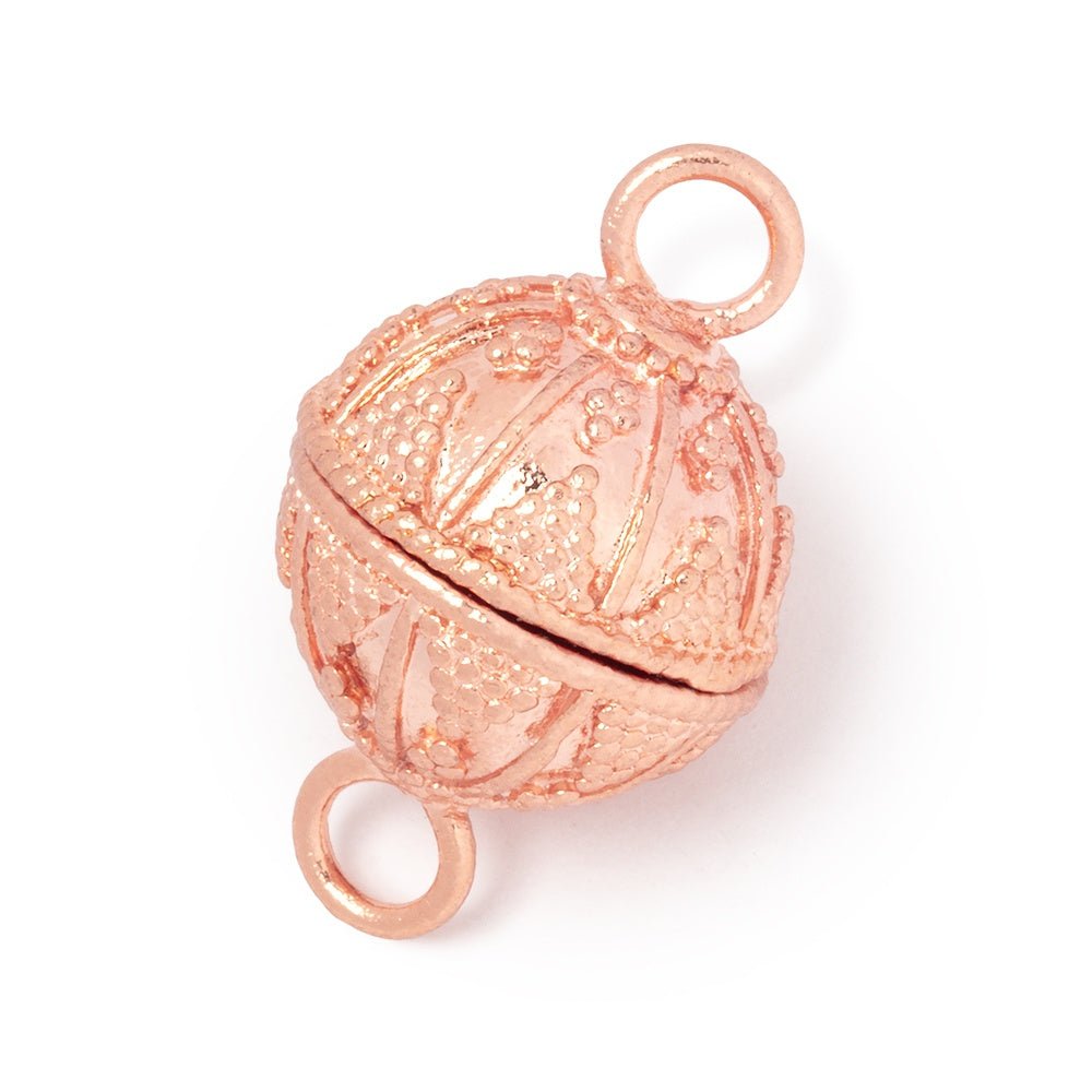 17.5mm Triangular Miligrain Design Round Magnetic Clasp 1 piece - Beadsofcambay.com