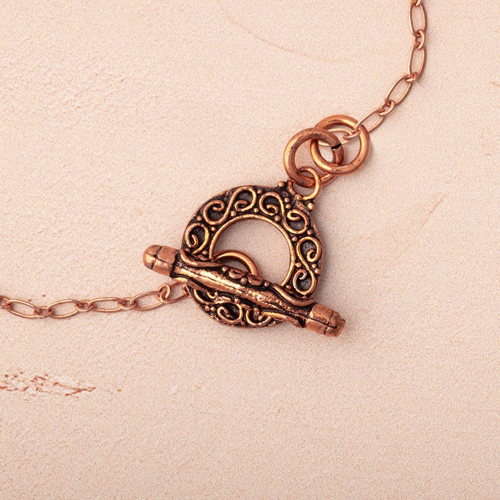 17mm Antiqued Copper Round Toggle with Infinity Design - Beadsofcambay.com