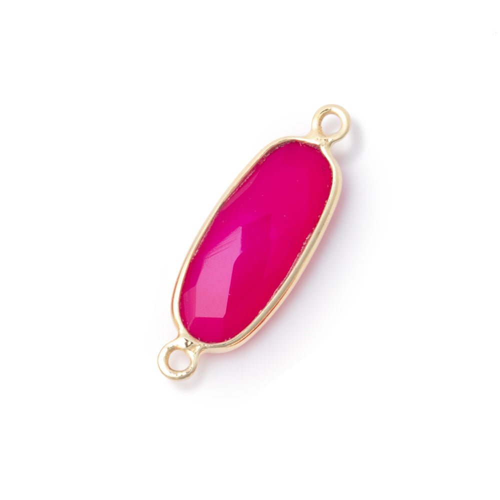 17x8mm Vermeil Bezel Berry Chalcedony Elongated Oval 1 Connector - Beadsofcambay.com