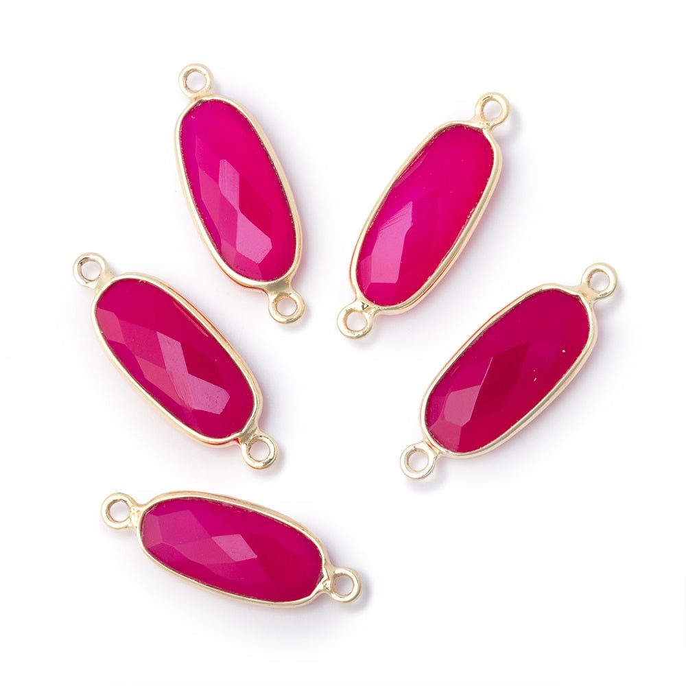 17x8mm Vermeil Bezel Berry Chalcedony Elongated Oval 1 Connector - Beadsofcambay.com