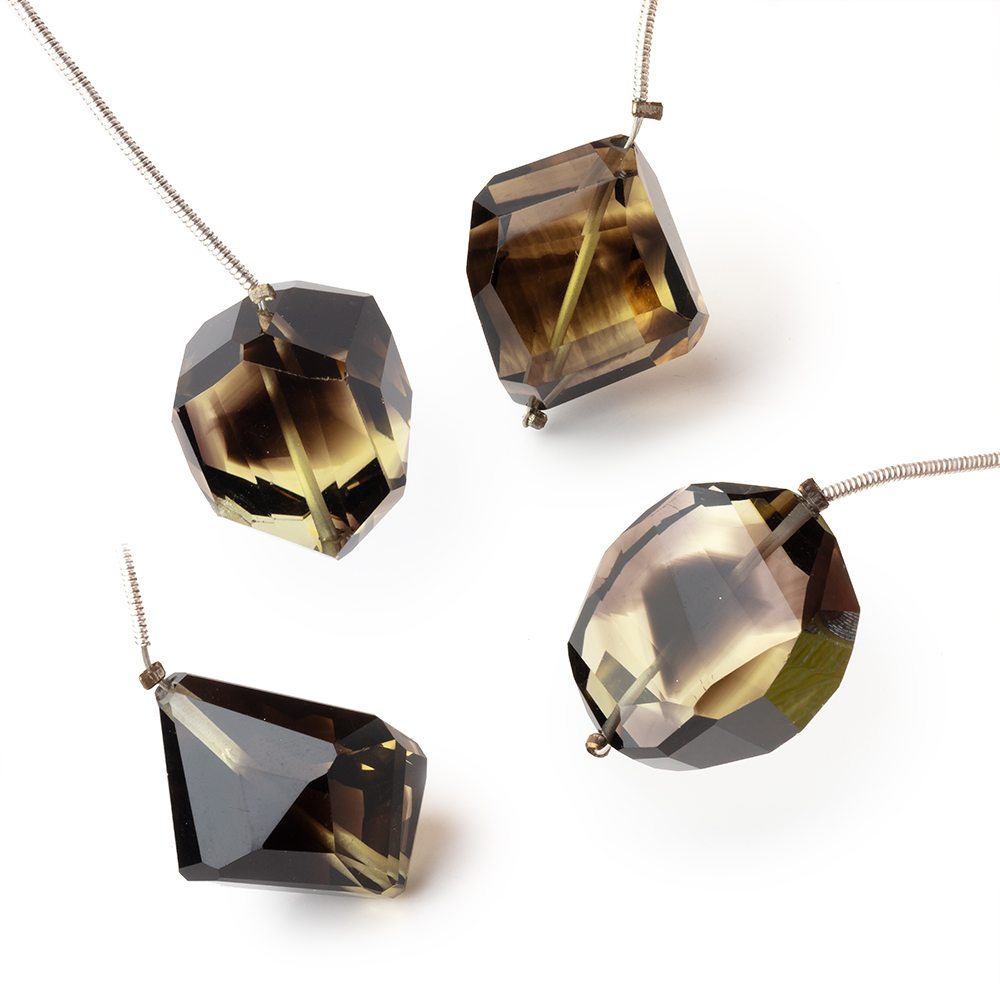 18 - 20mm Bi - Colored Quartz Faceted Nugget Focal 1 Bead - Beadsofcambay.com