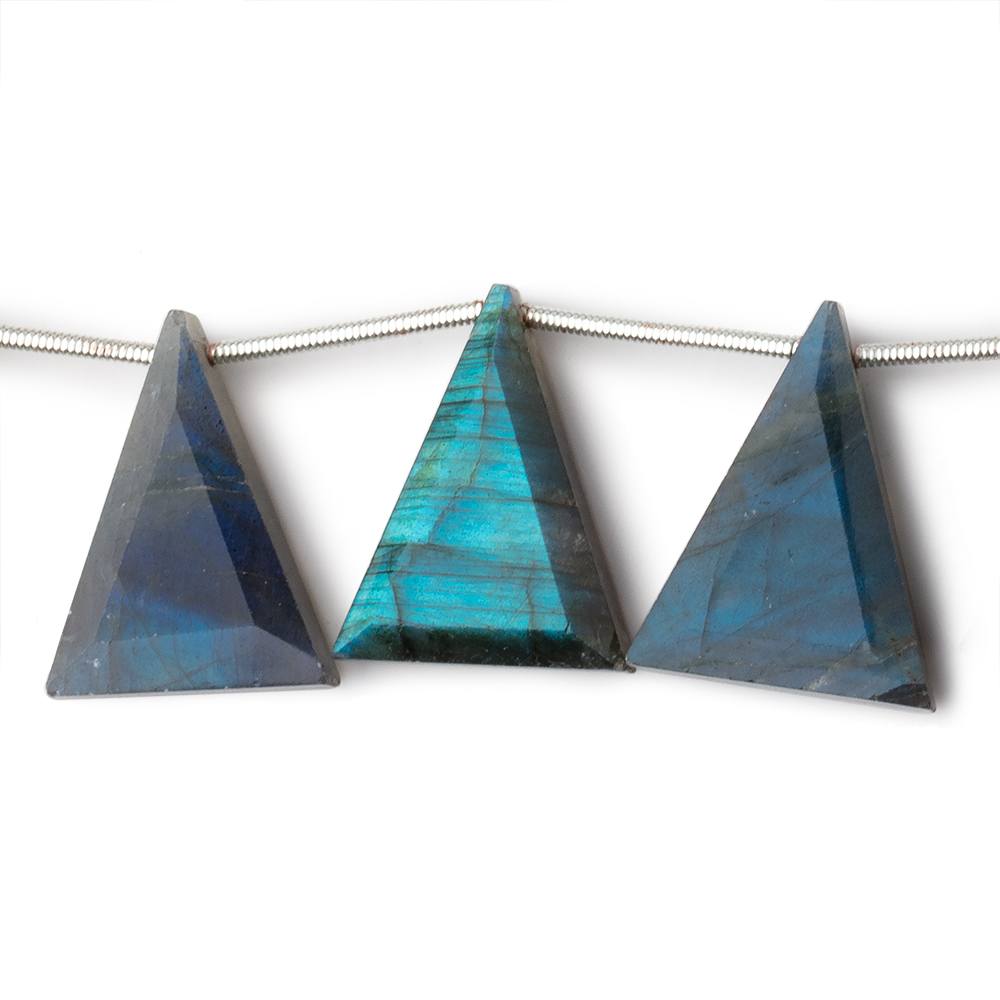 18 - 21mm Labradorite Faceted Triangle Beads 7 inch 10 pieces - Beadsofcambay.com