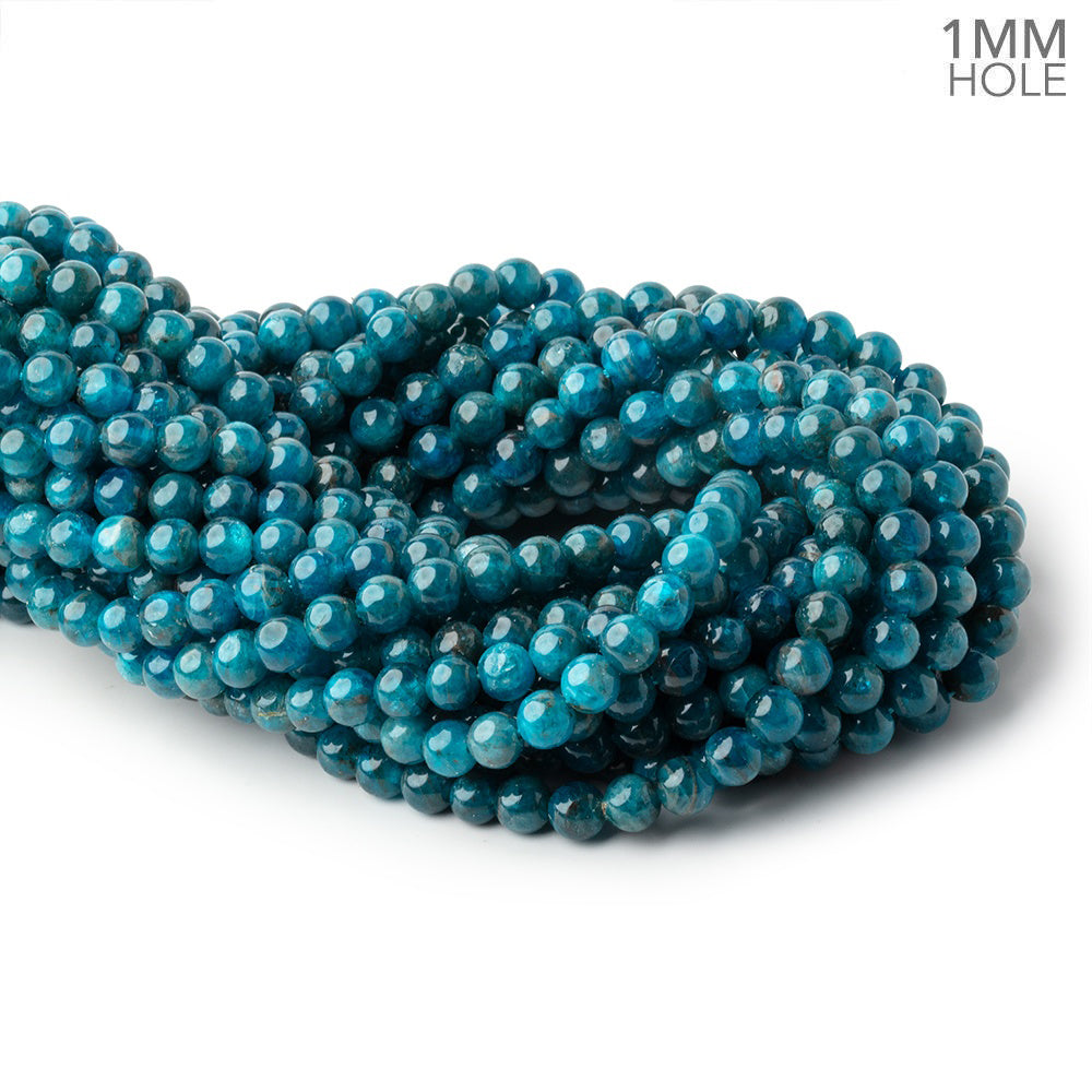 6mm Neon Apatite Plain Rounds 15.5 inch 66 beads 1mm Large Hole A - BeadsofCambay.com