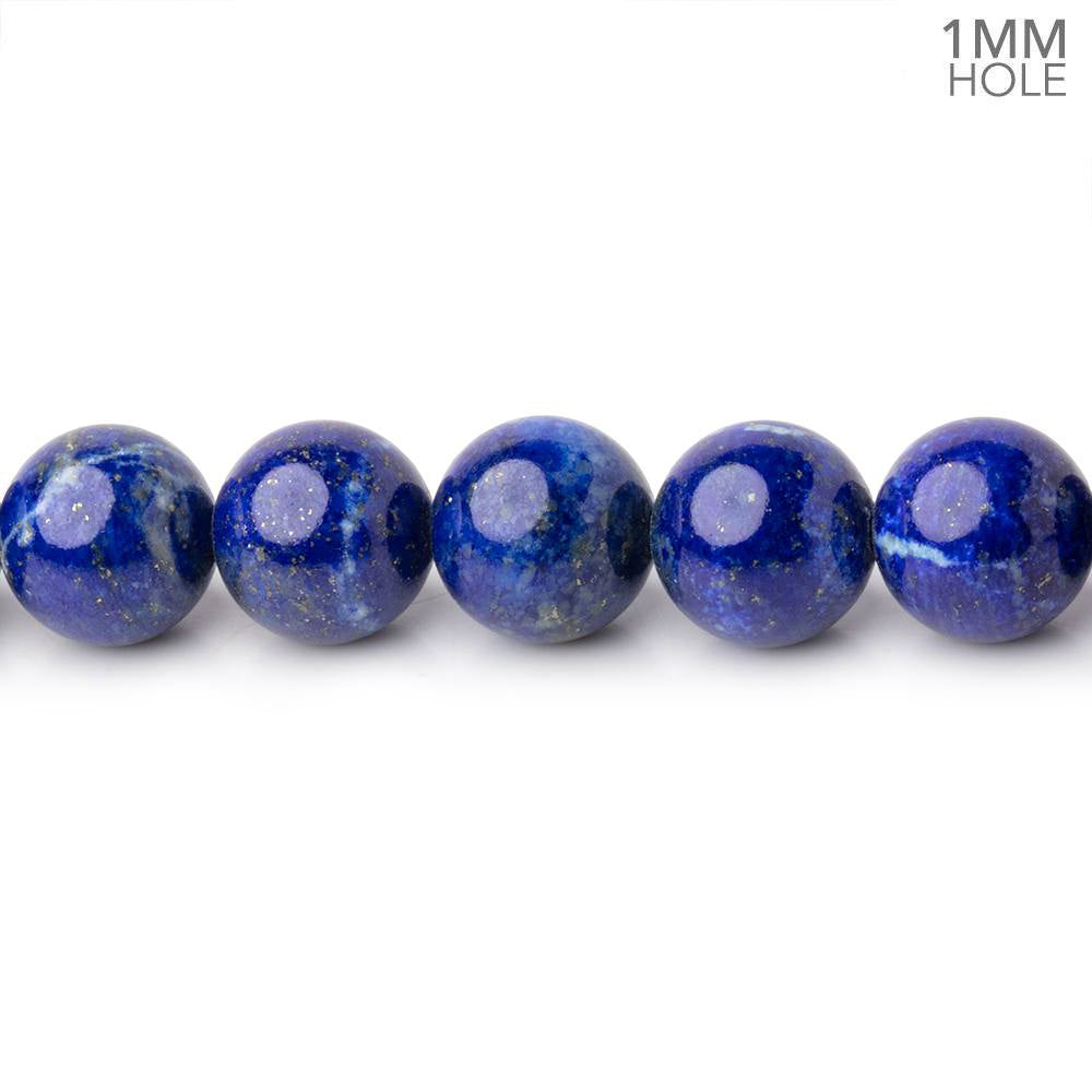 8mm Lapis Lazuli Plain Round Beads 16 inch 51 pieces 1mm Hole - BeadsofCambay.com