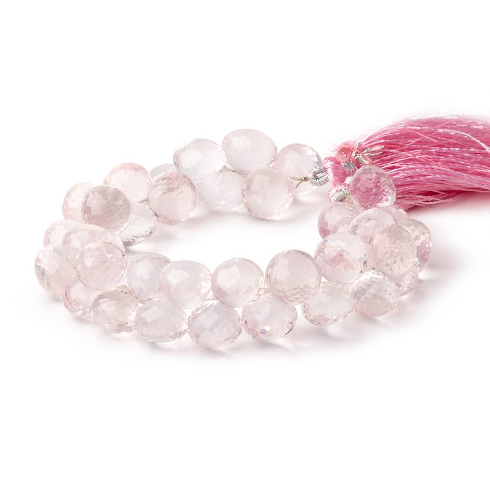 10.5-11mm Rose Quartz Faceted Candy Kiss 7.5 inch 37 Beads - BeadsofCambay.com