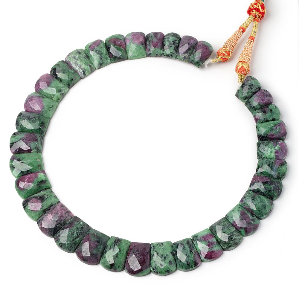 15x8.5-20x13mm Ruby in Zoisite Faceted Fancy Shape Collar 33 beads - BeadsofCambay.com