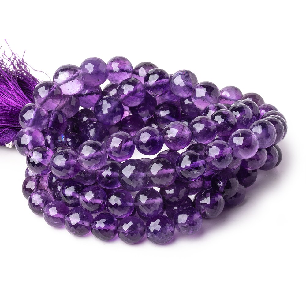 9-11.5mm Amethyst faceted round beads 16 inch 40 pieces - BeadsofCambay.com