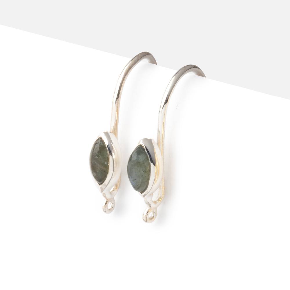 18mm Labradorite Plain Marquise Ear Wire Set of 2 pieces - Beadsofcambay.com