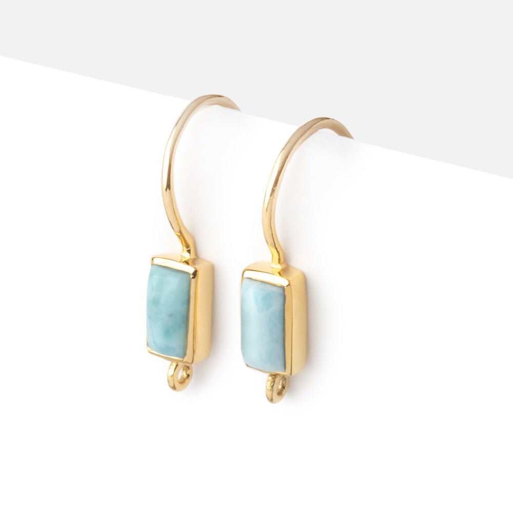 18mm Larimar Plain Baguette Ear Wire Set of 2 pieces - Beadsofcambay.com