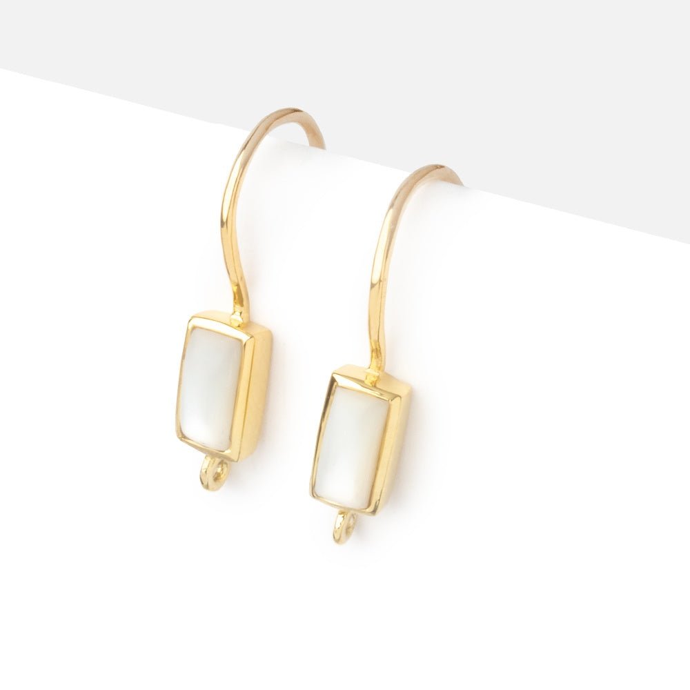 18mm Mother of Pearl Plain Baguette Ear Wire Set of 2 pieces - Beadsofcambay.com