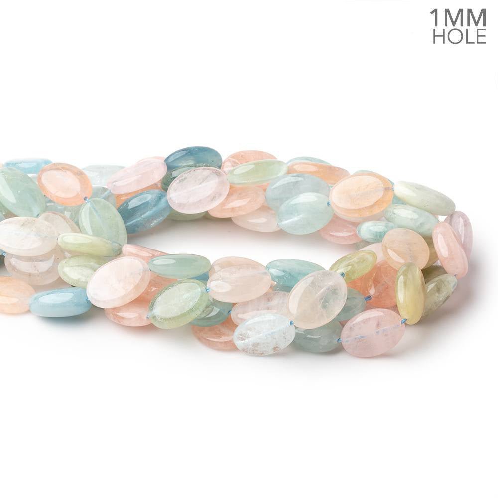 18x13mm Multi Color Beryl Plain Oval 15.5 inch 23 Beads 1mm Drill Hole - Beadsofcambay.com