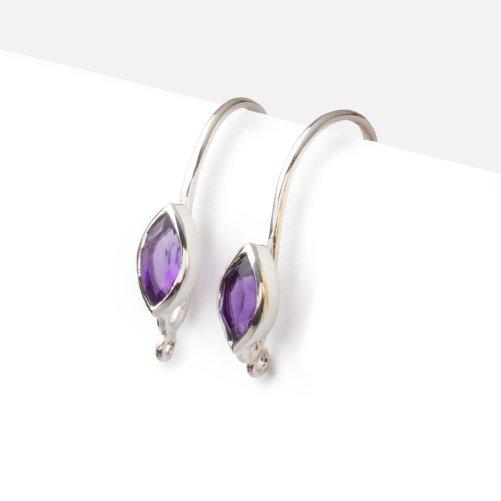 19mm African Amethyst Marquise Ear Wire Set of 2 pieces - Beadsofcambay.com
