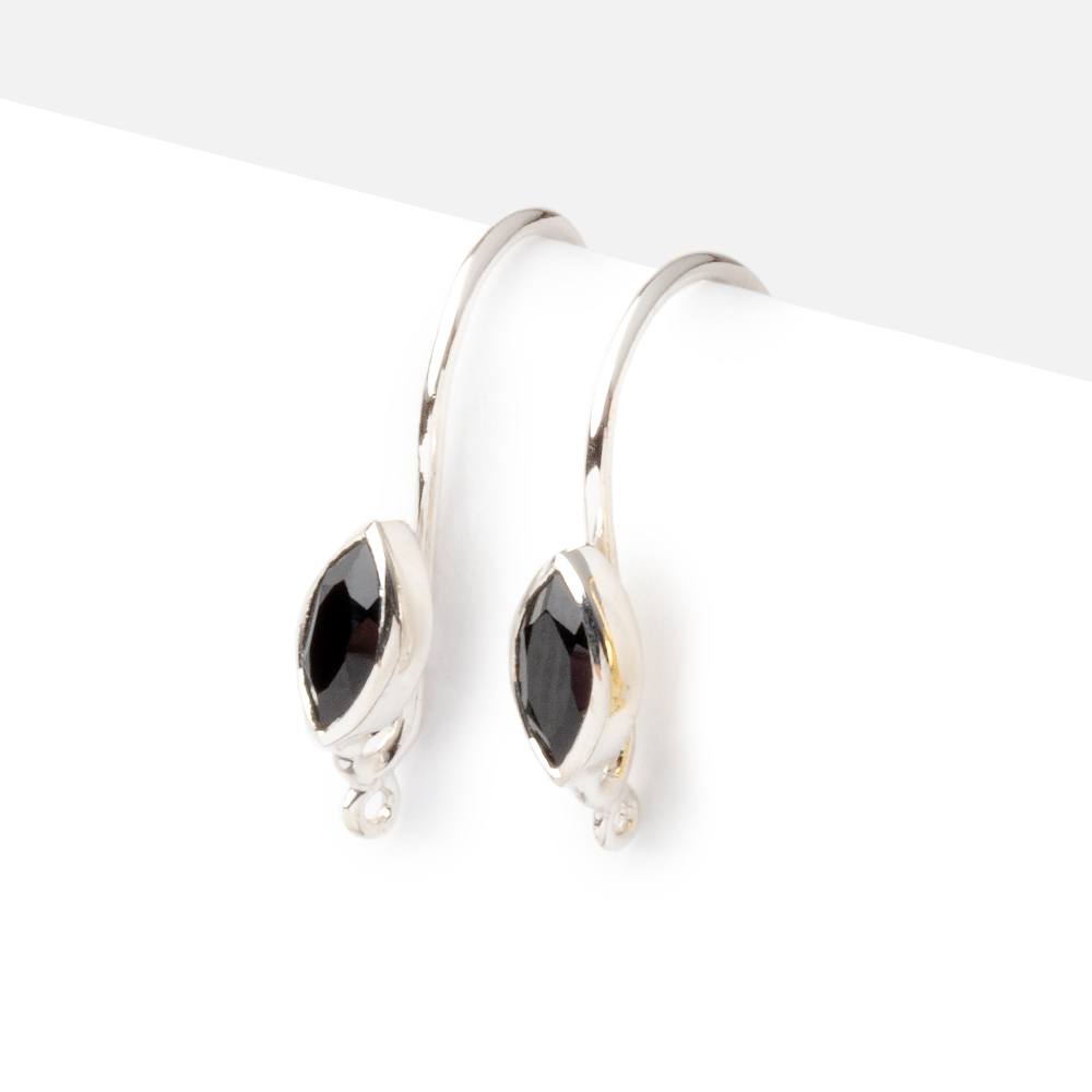 19mm Black Spinel Marquise Ear Wire Set of 2 pieces - Beadsofcambay.com
