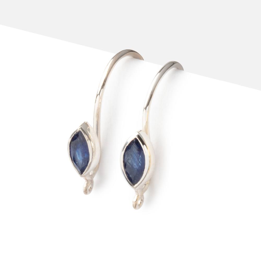 19mm Blue Sapphire Marquise Ear Wire Set of 2 pieces - Beadsofcambay.com
