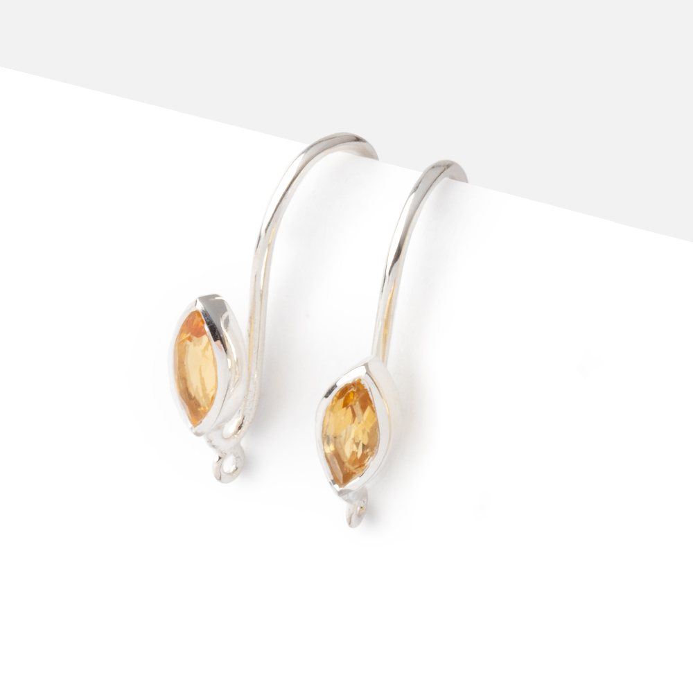 19mm Citrine Marquise Ear Wire Set of 2 pieces - Beadsofcambay.com