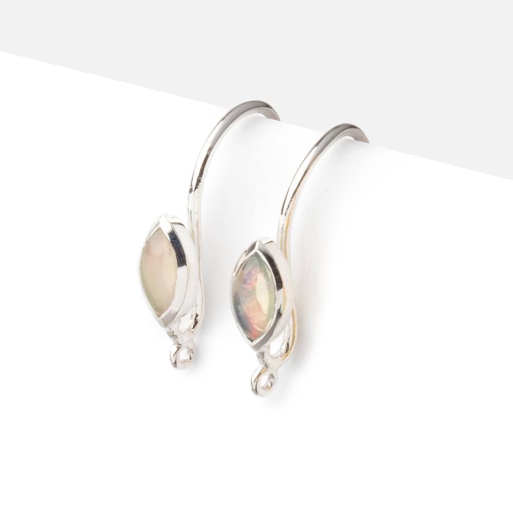 19mm Ethiopian Opal Plain Marquise Ear Wire Set of 2 pieces - Beadsofcambay.com