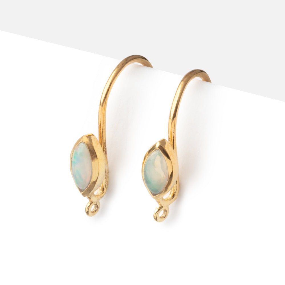 19mm Ethiopian Opal Plain Marquise Ear Wire Set of 2 pieces - Beadsofcambay.com
