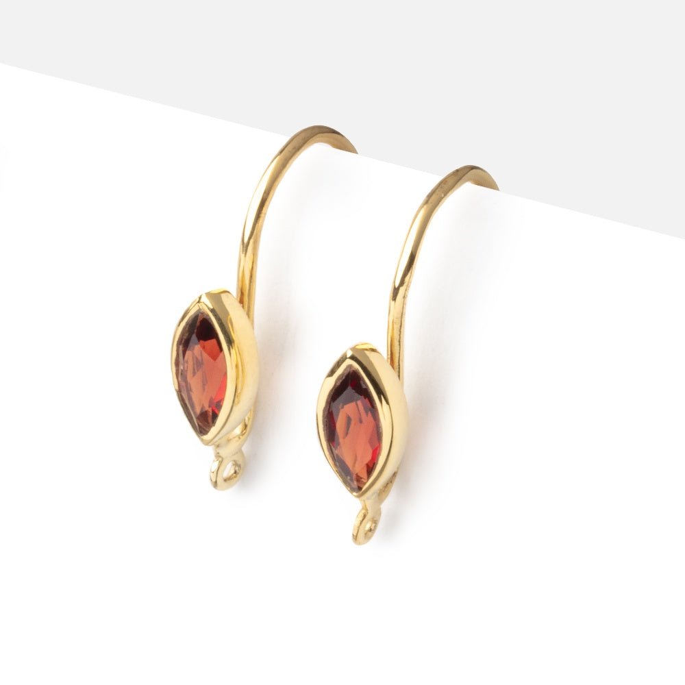 19mm Garnet Marquise Ear Wire Set of 2 pieces - Beadsofcambay.com