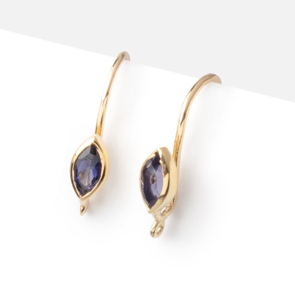 19mm Iolite Marquise Ear Wire Set of 2 pieces - Beadsofcambay.com
