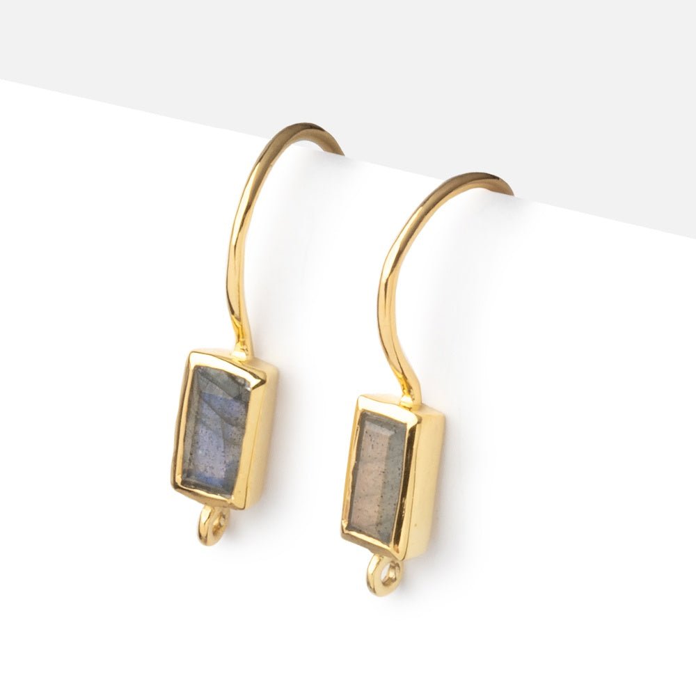 19mm Labradorite Baguette Ear Wire Set of 2 pieces - Beadsofcambay.com