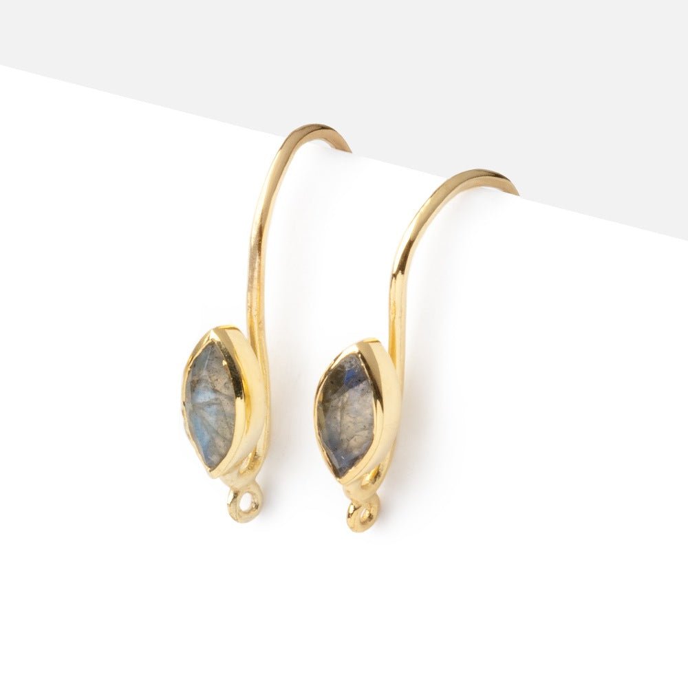 19mm Labradorite Marquise Ear Wire Set of 2 pieces - Beadsofcambay.com