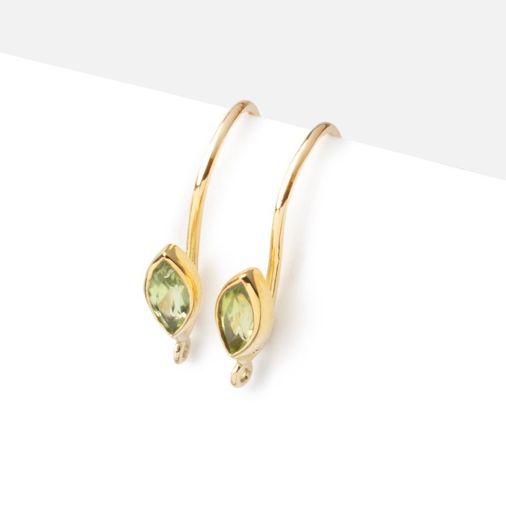 19mm Peridot Marquise Ear Wire Set of 2 pieces - Beadsofcambay.com