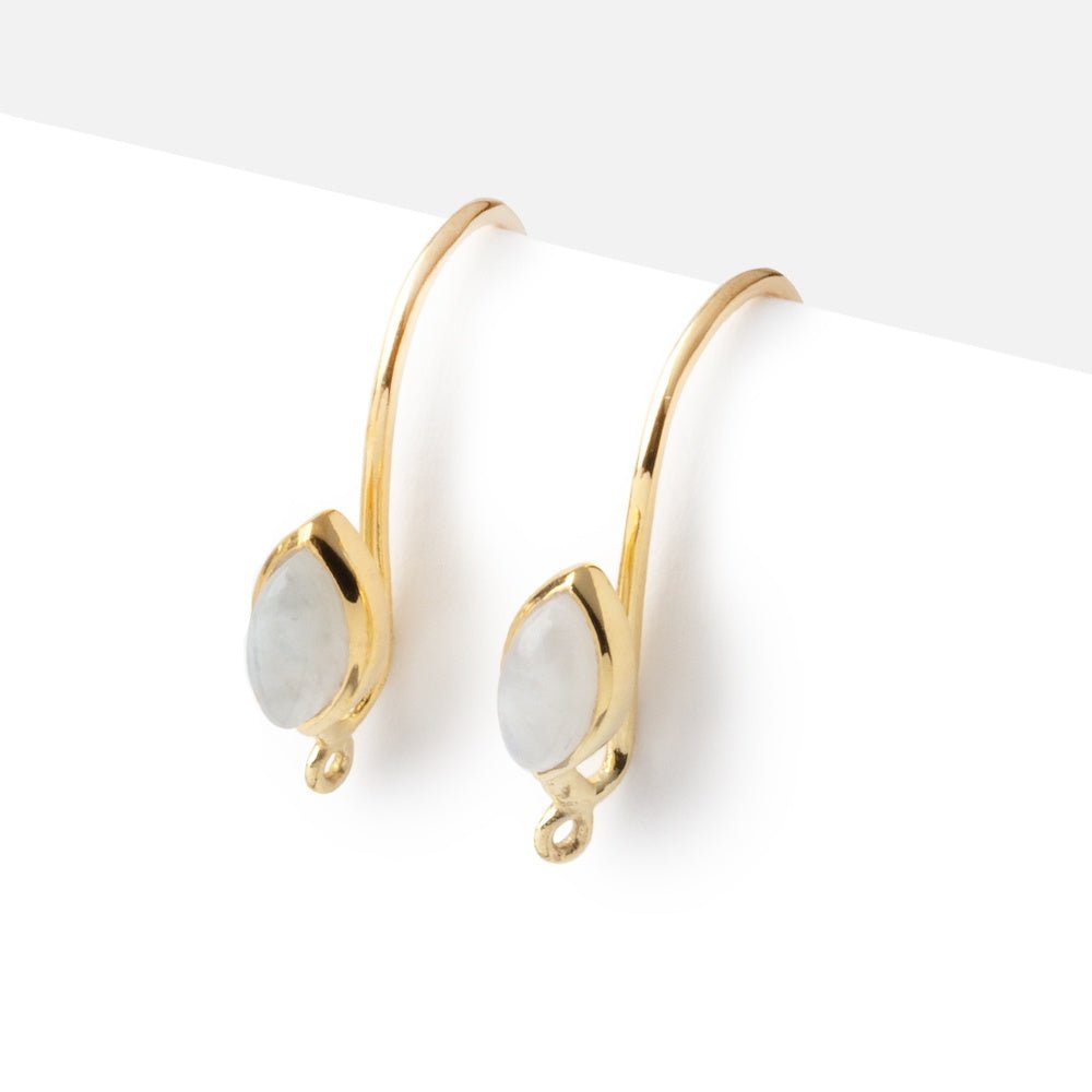 19mm Rainbow Moonstone Plain Marquise Ear Wire Set of 2 pieces - Beadsofcambay.com