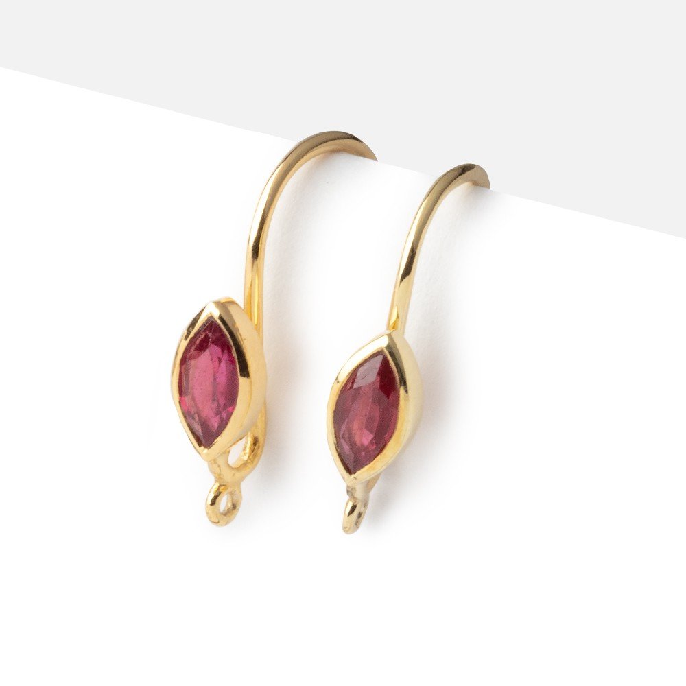 19mm Ruby Marquise Ear Wire Set of 2 pieces - Beadsofcambay.com