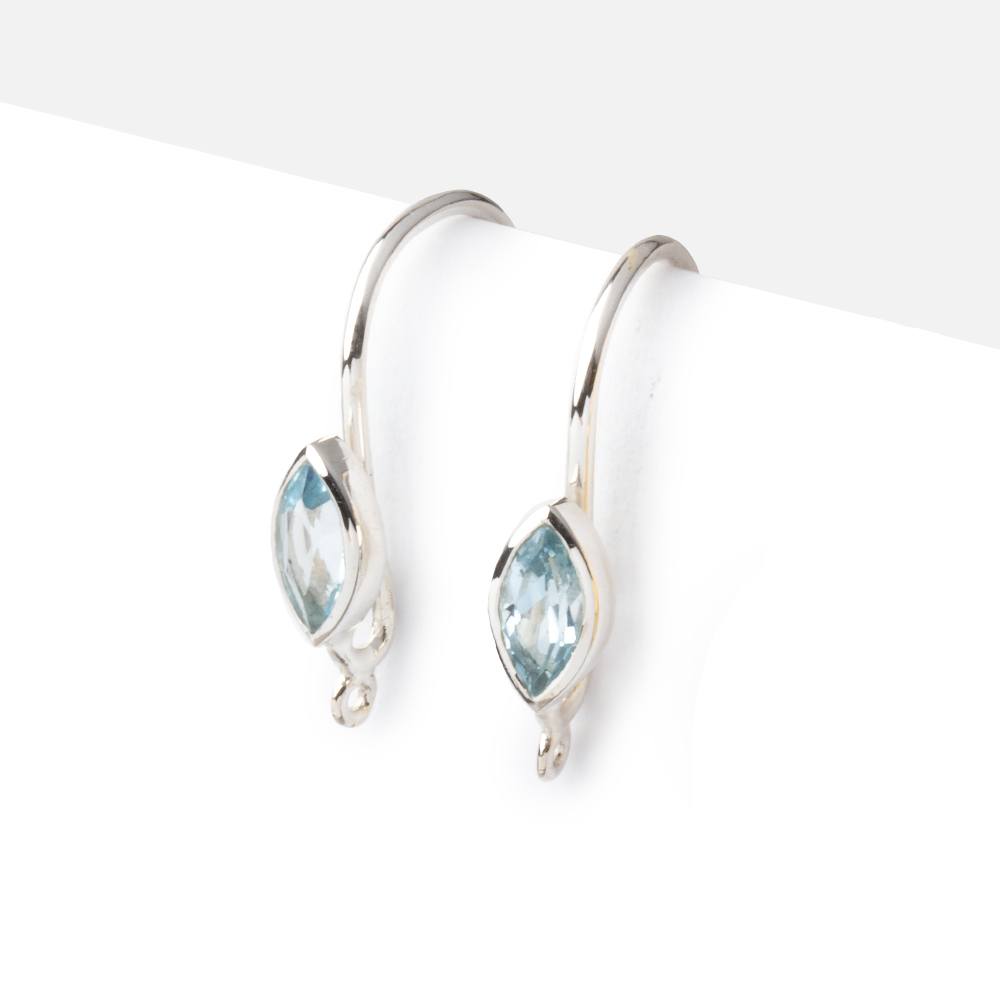 19mm Sky Blue Topaz Marquise Ear Wire Set of 2 pieces - Beadsofcambay.com