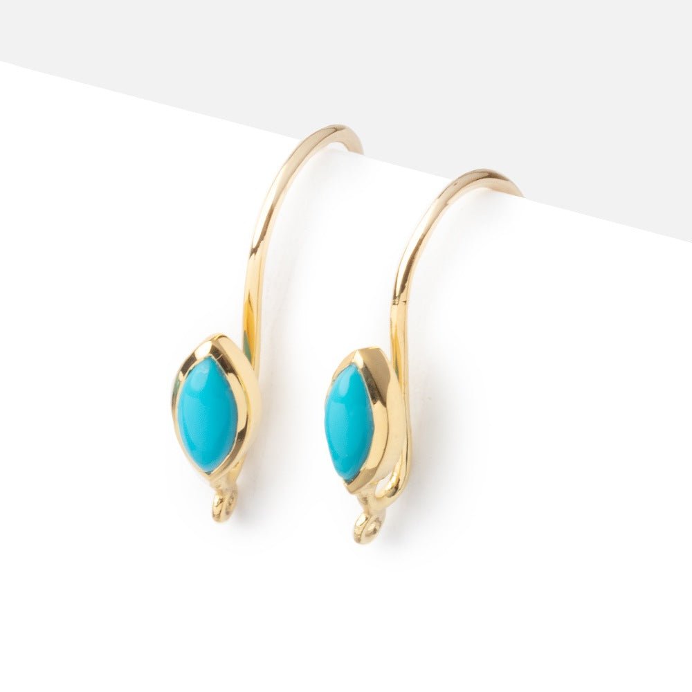 19mm Turquoise Plain Marquise Ear Wire Set of 2 pieces - Beadsofcambay.com