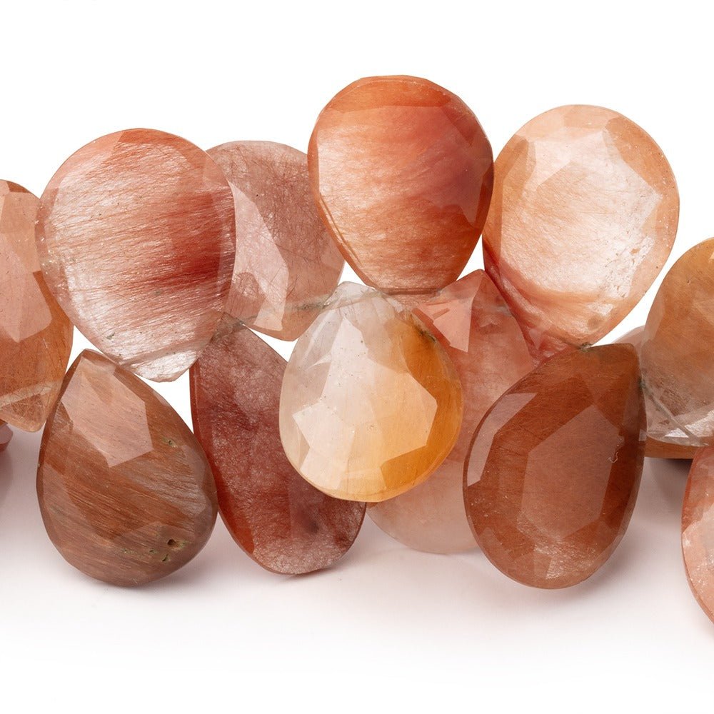 19x13 - 22x15mm Rutilated Quartz Faceted Pear Beads 8 inch 34 pieces - Beadsofcambay.com