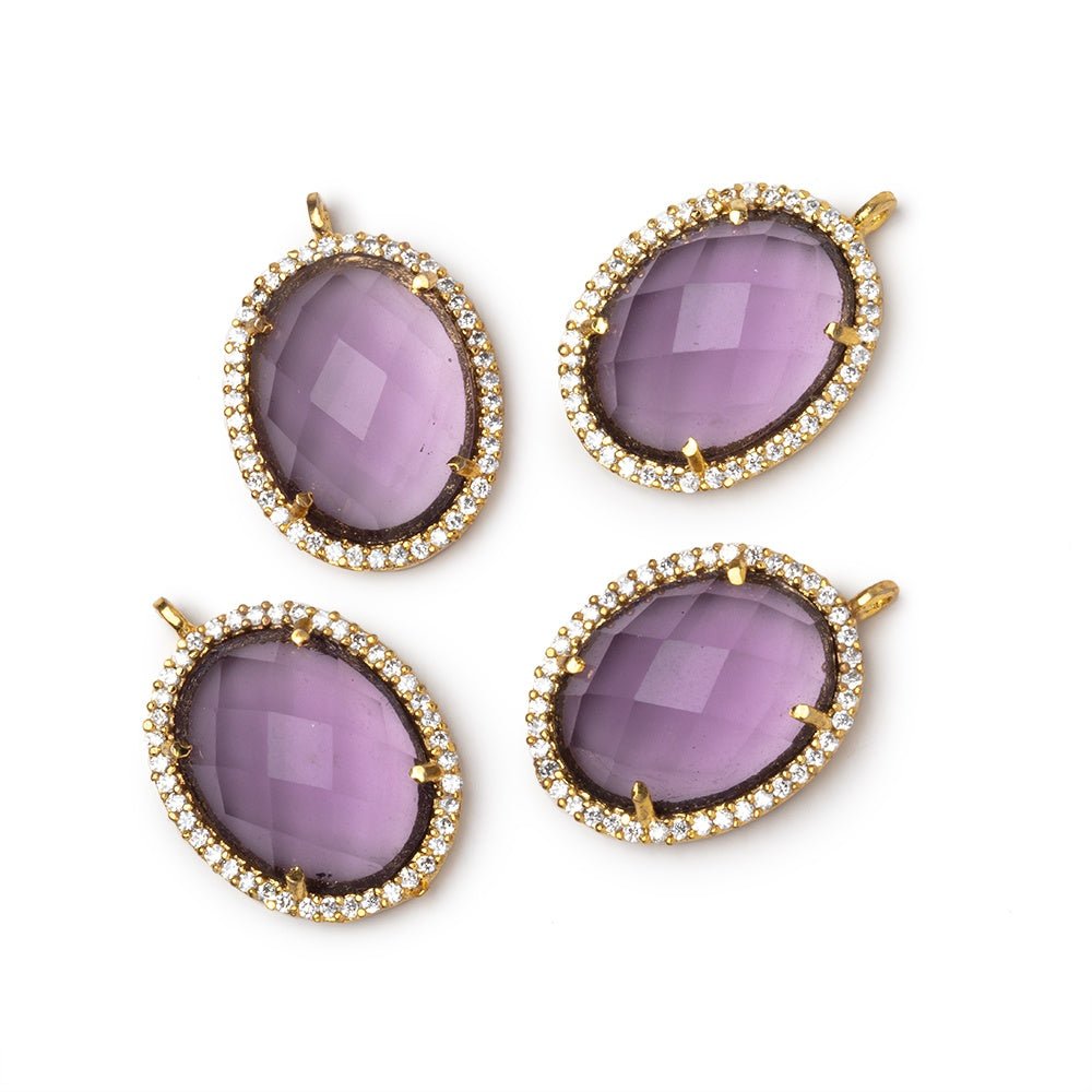 19x15mm Vermeil CZ Bezel Purple Hydro Quartz Faceted Oval Pendant 1 Focal - Beadsofcambay.com