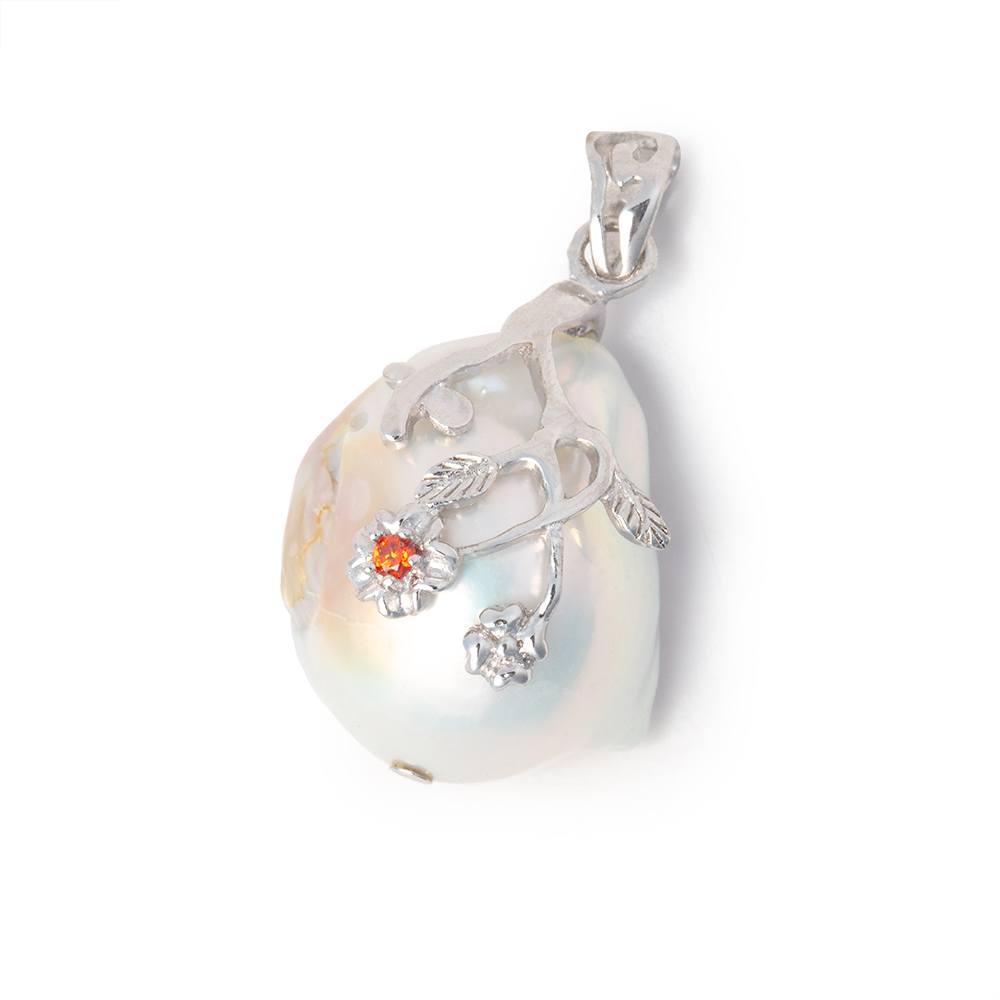 19x15mm White Ultra Baroque .925 Silver focal 1 pendant - Beadsofcambay.com