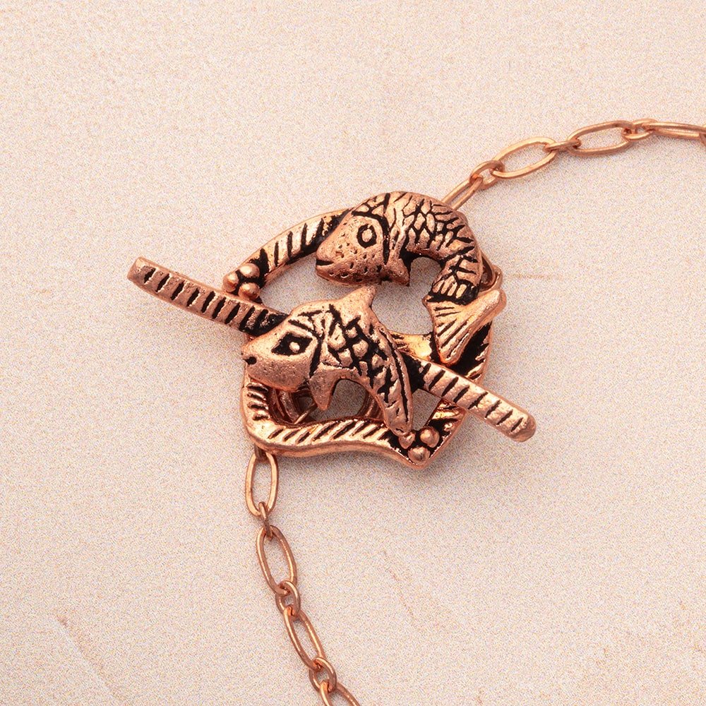 19x17mm Antiqued Copper Toggle with Koi Fish 1 piece - Beadsofcambay.com