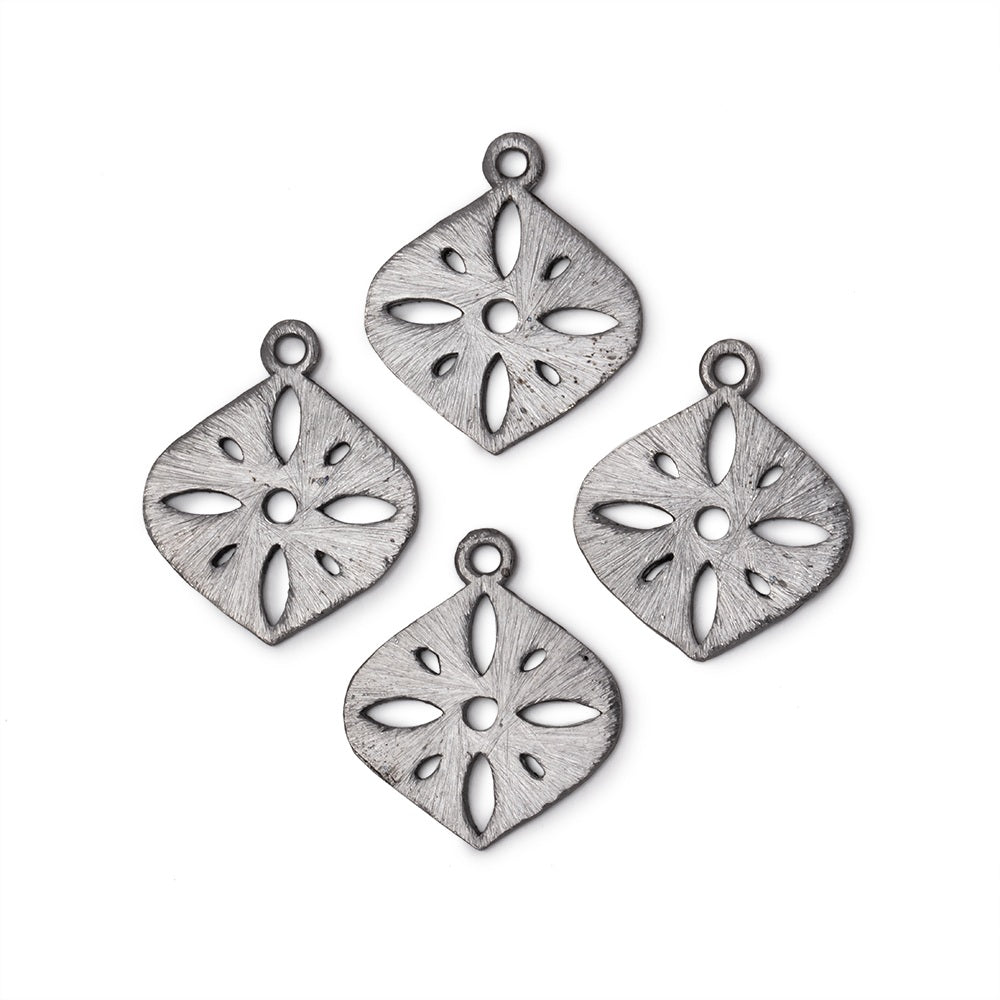19x19.5mm Brushed Filigree Marquise Charm Set of 4 pieces - Beadsofcambay.com